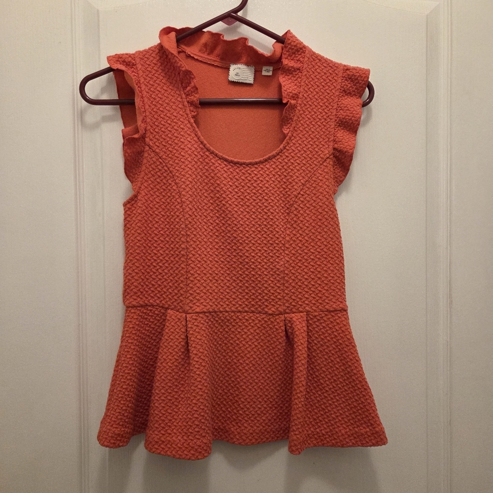 Anthropologie postmark women's corral top shirt size S Small ruffle